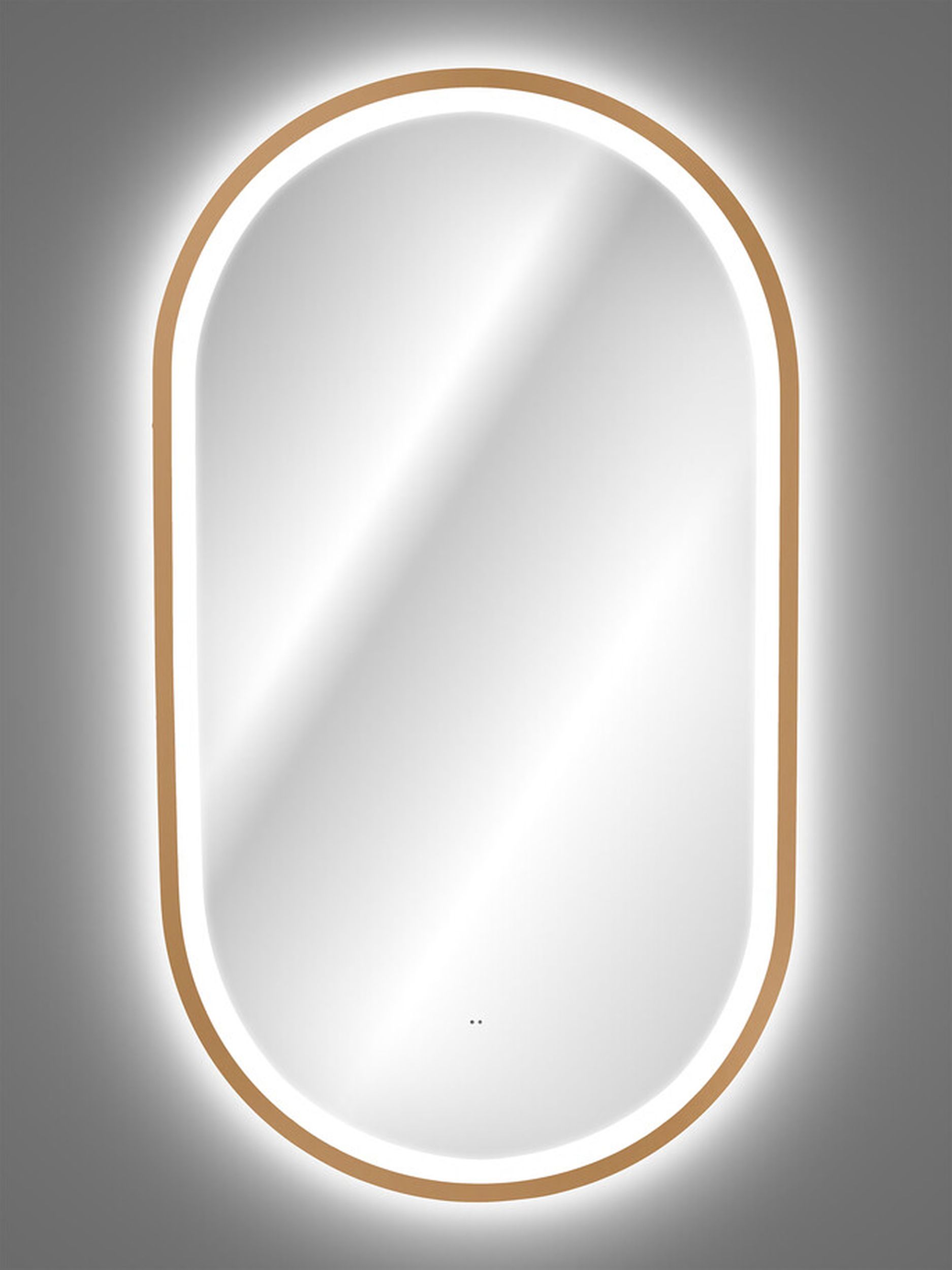 Lustro z oświetleniem LED Olimmi 90x50 cm w złotej ramie