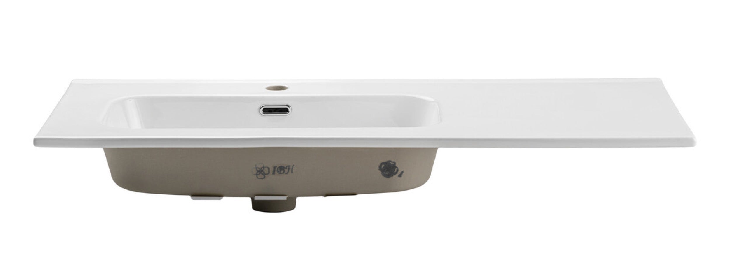 Umywalka łazienkowa jednokomorowa Go 100x46 cm z blatem ceramicznym po prawej stronie biały połysk