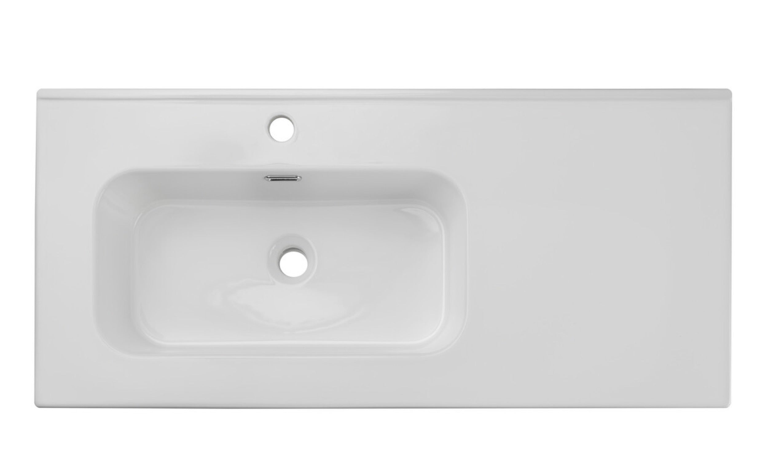 Umywalka łazienkowa jednokomorowa Go 100x46 cm z blatem ceramicznym po prawej stronie biały połysk