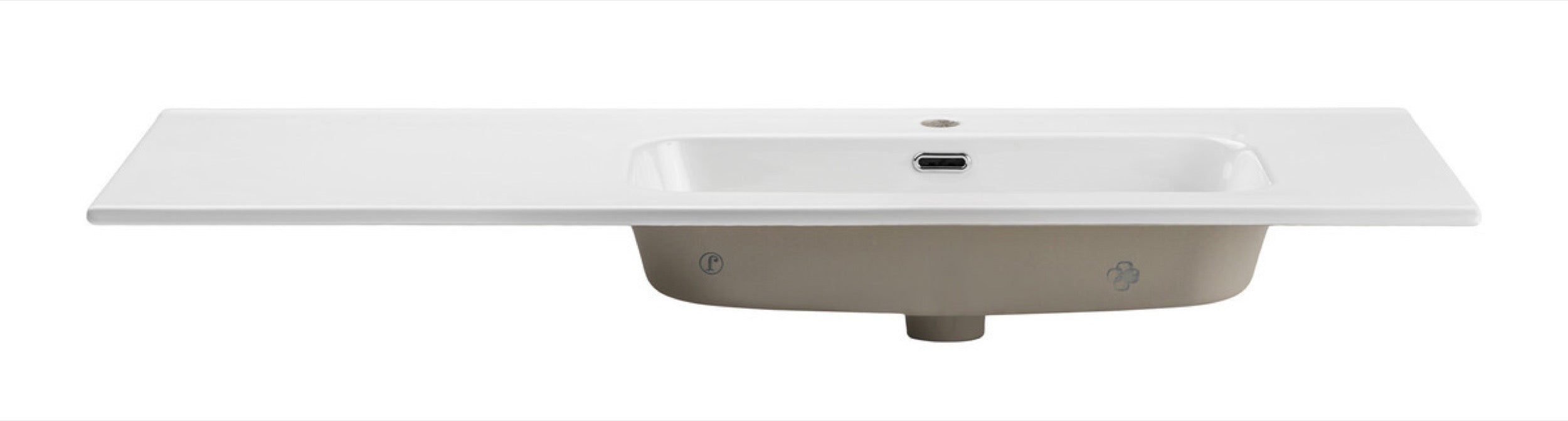 Umywalka łazienkowa jednokomorowa Go 120x46 cm z blatem ceramicznym po lewej stronie biały połysk