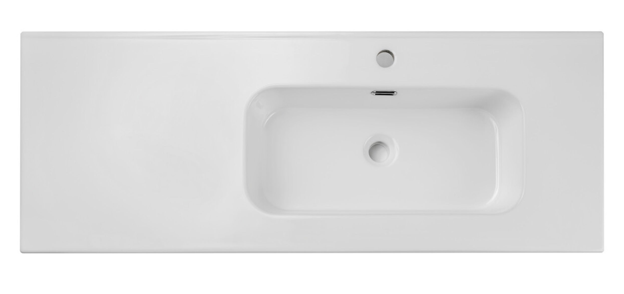 Umywalka łazienkowa jednokomorowa Go 120x46 cm z blatem ceramicznym po lewej stronie biały połysk