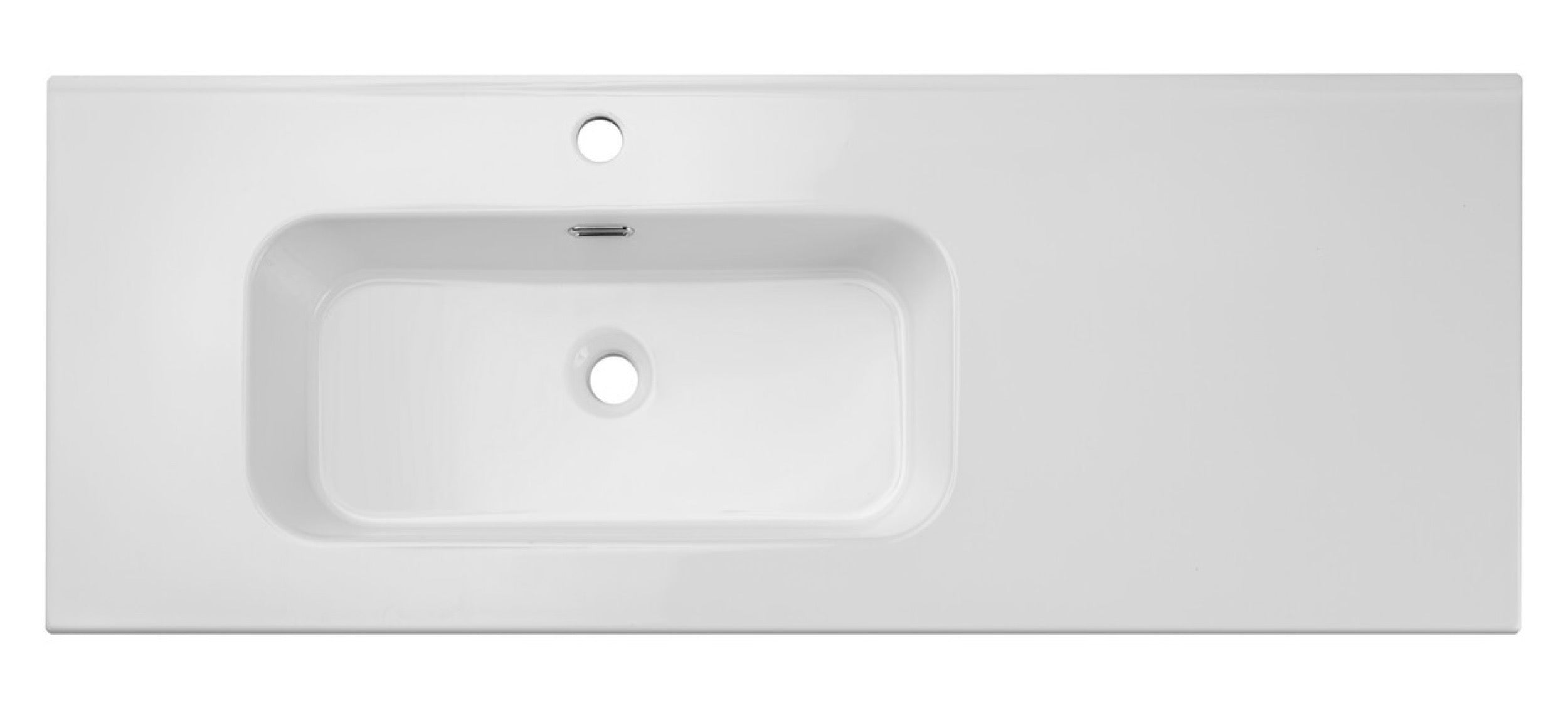 Umywalka łazienkowa jednokomorowa Go 120x46 cm z blatem ceramicznym po prawej stronie biały połysk