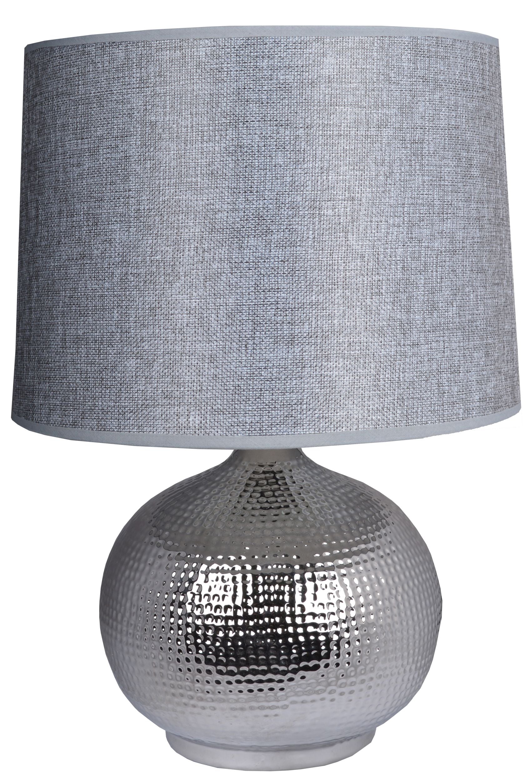 Lampa stołowa Mourvalle srebrna z szarym abażurem