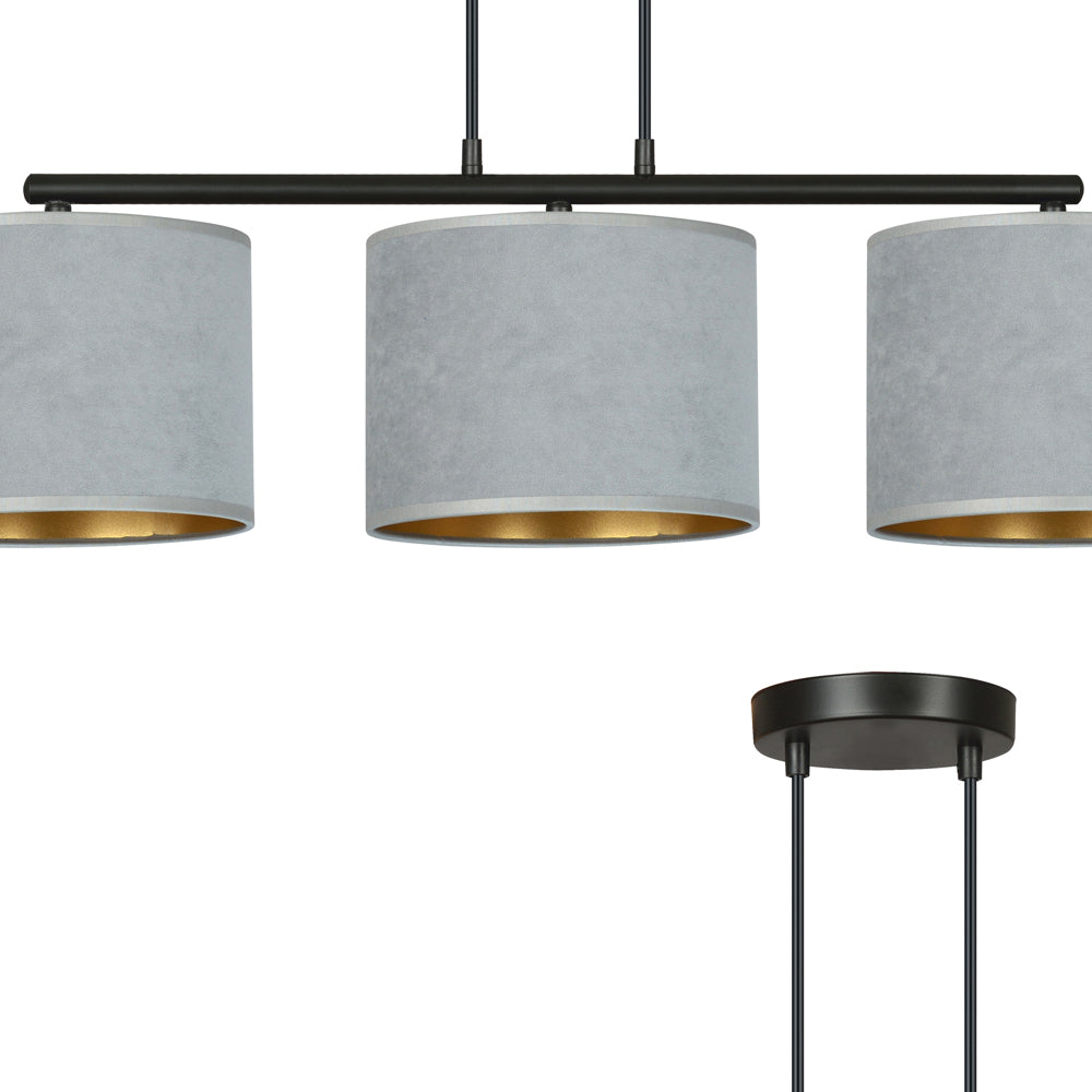 Lampa wisząca Hellid x3 72 cm szara
