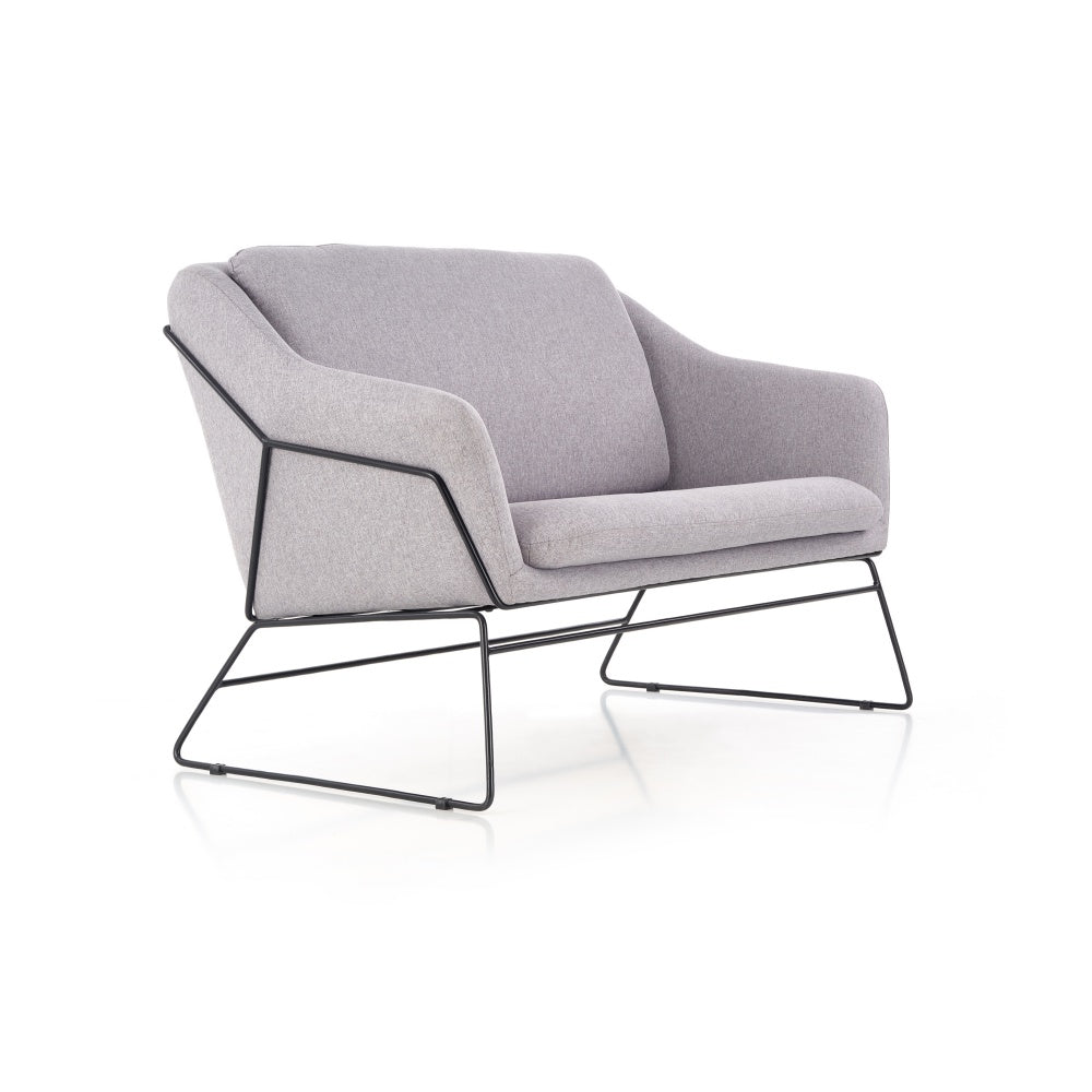 Sofa dwuosobowa Gasoina szara na czarnej podstawie