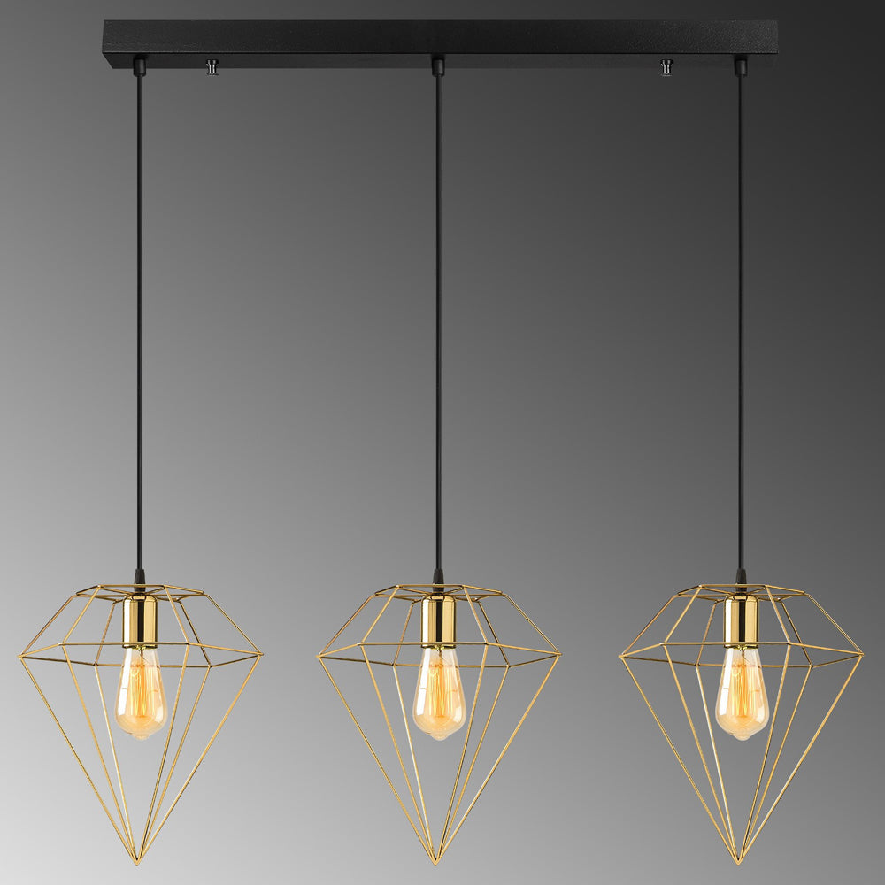 Lampa sufitowa Palmares x3 w kształcie diamentu 134 cm złota