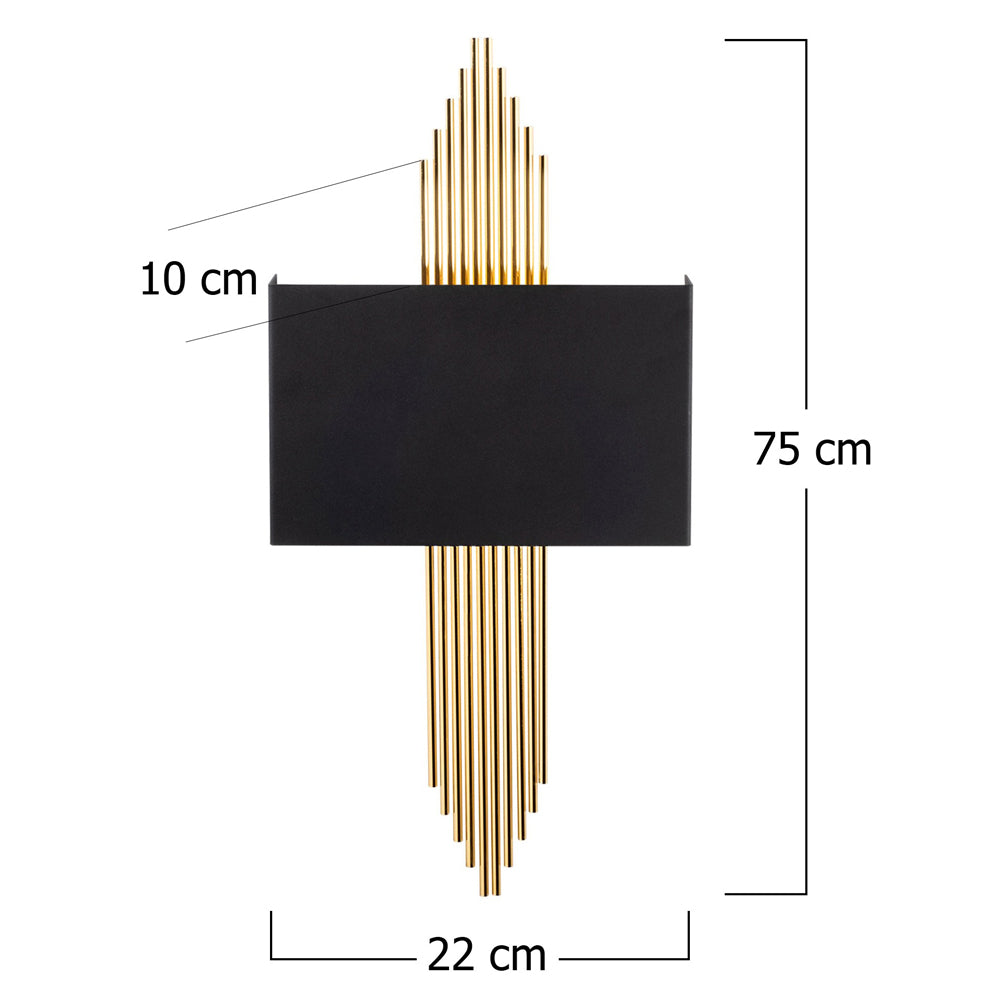 Kinkiet ścienny Laurina prostokątny czarno-złoty