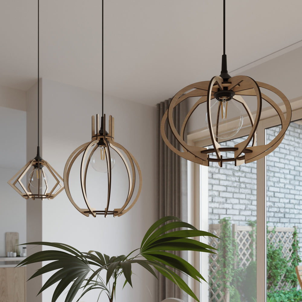 Lampa wisząca Medillo drewniana średnica 30 cm