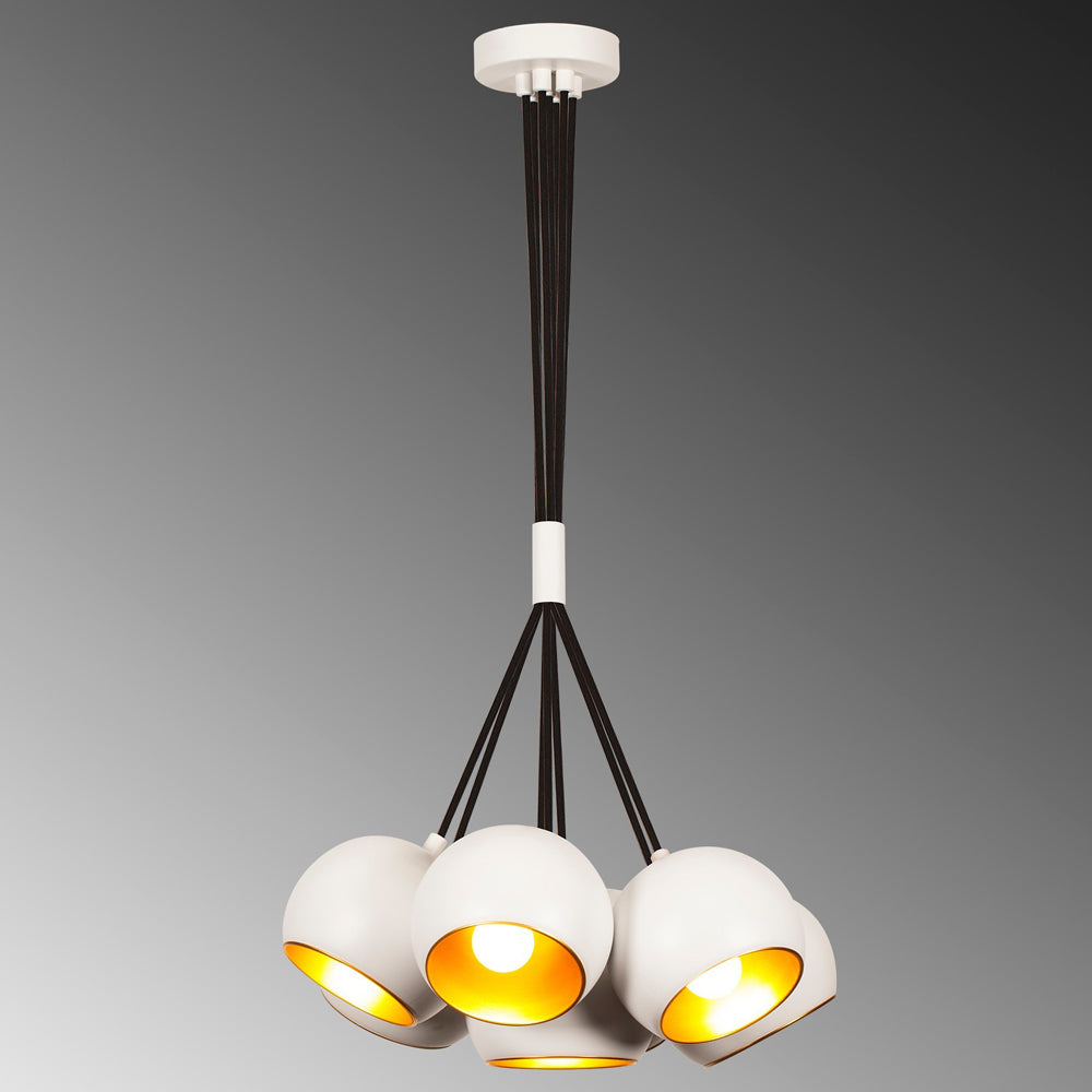 Lampa wisząca Rientaki x5 kule biała
