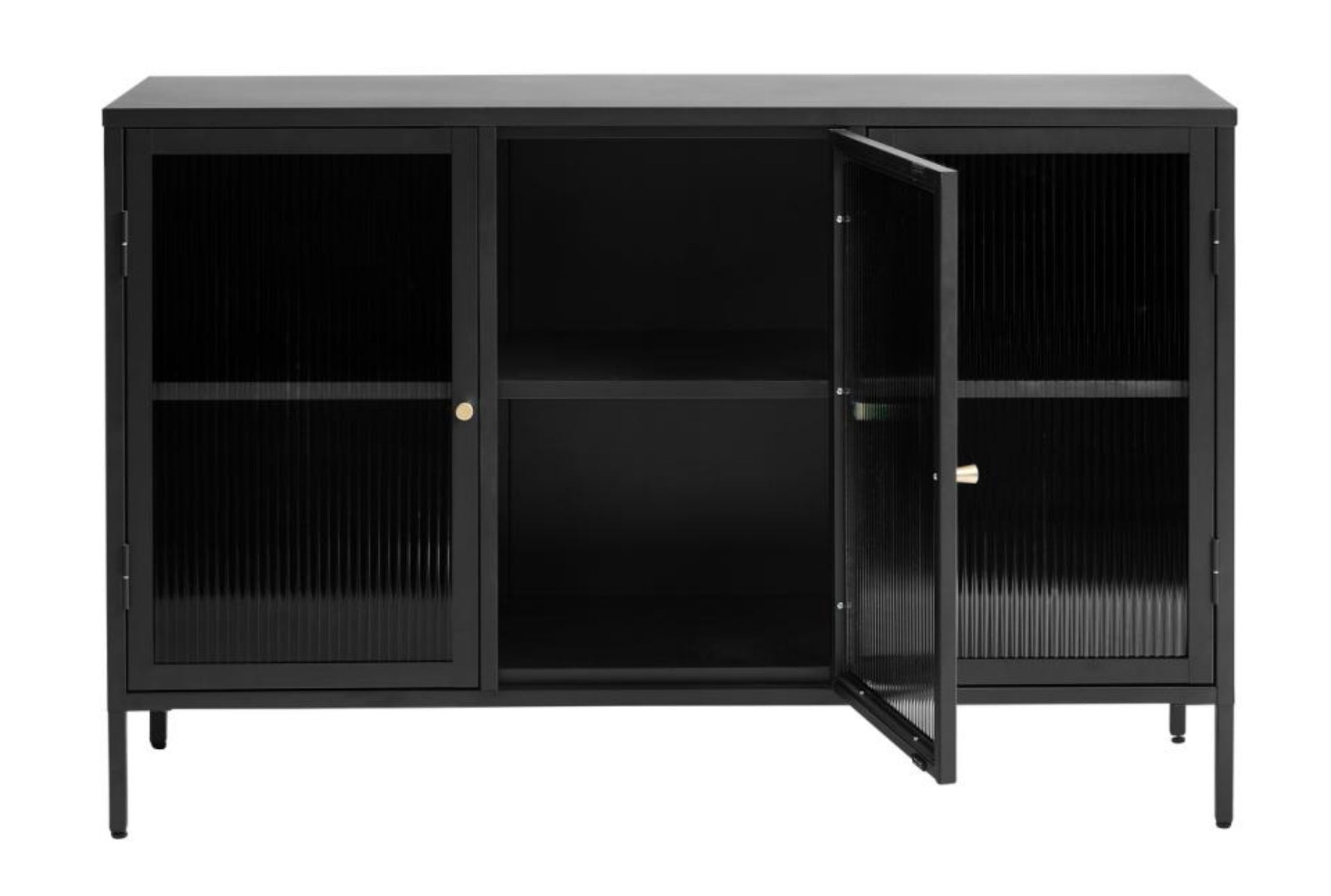 Witryna metalowa Avensunly 85 cm z przeszkleniem czarna