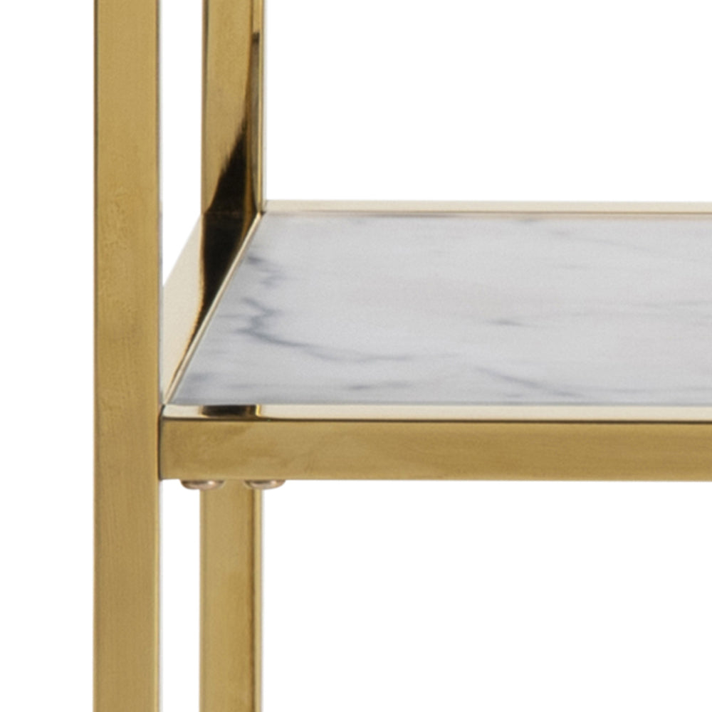 Konsola do przedpokoju Alisma 80x26 cm biały marmur na złotej podstawie