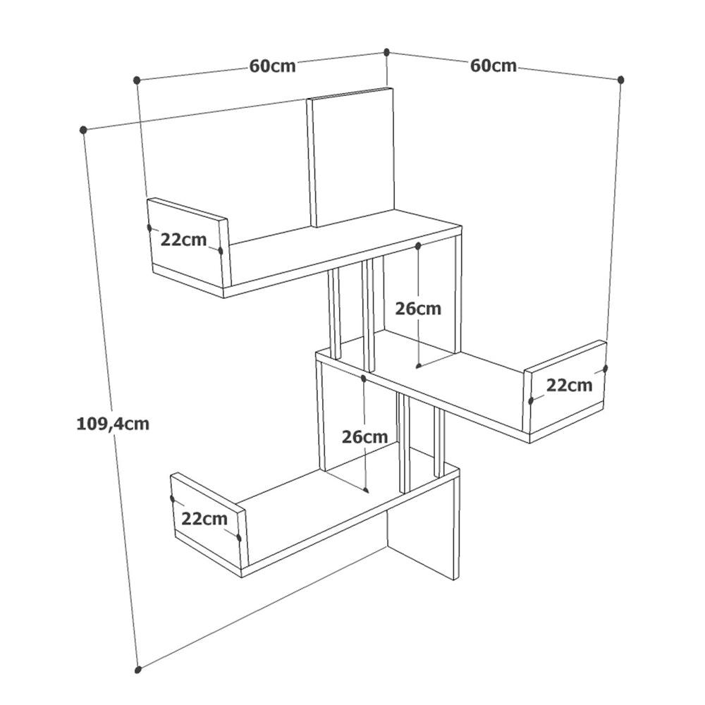 Półka narożna Vigge 60 cm sosna atlantycka