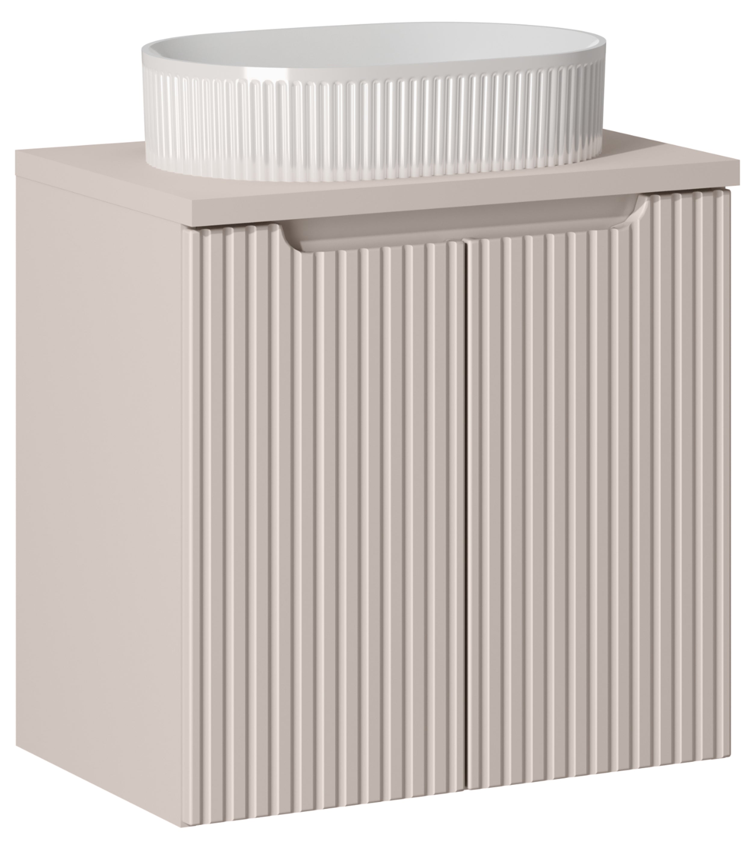 Szafka łazienkowa dwudrzwiowa Novia z blatem i umywalką 60 cm beżowa