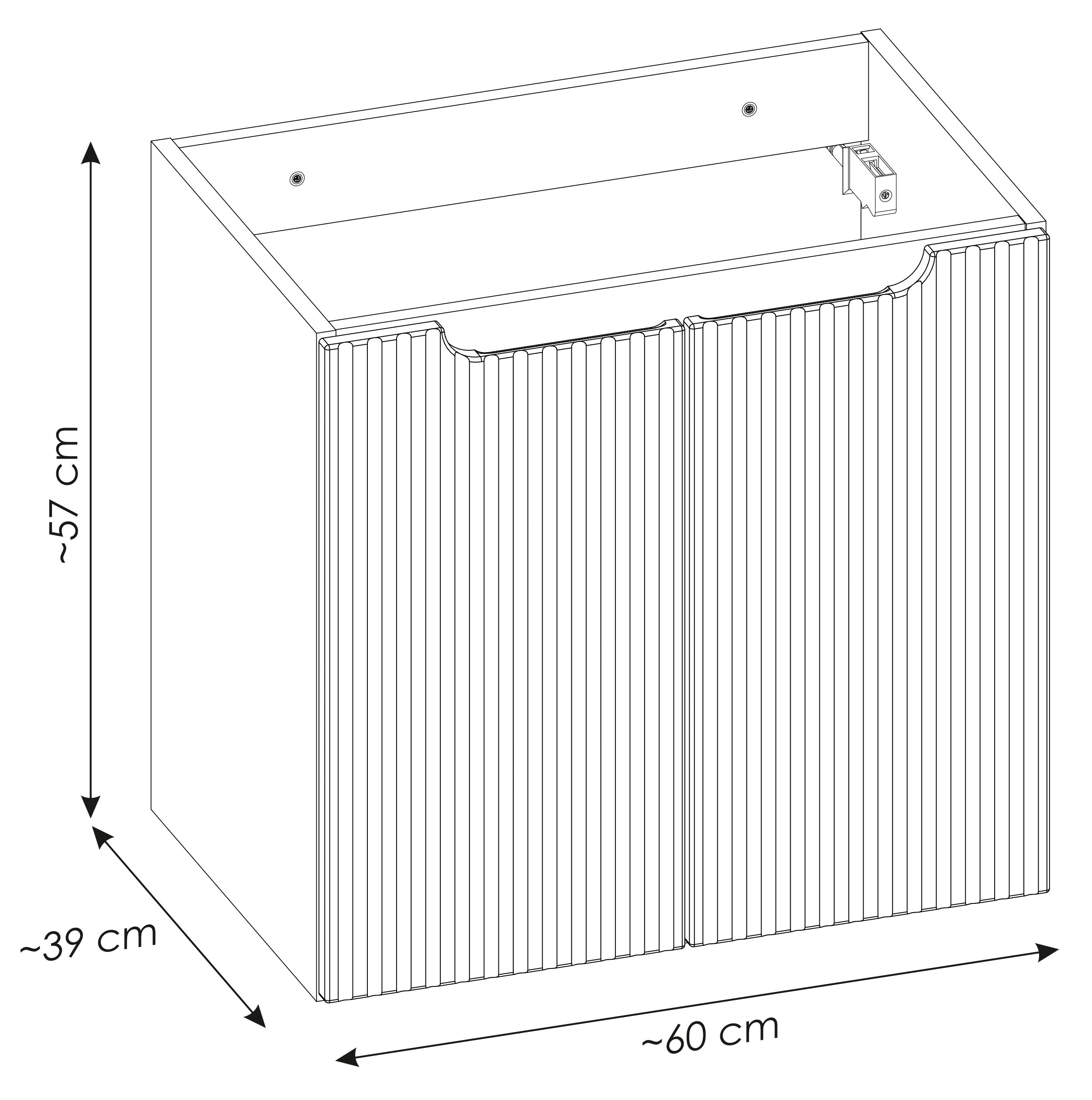 Szafka łazienkowa dwudrzwiowa Novia z blatem i umywalką 60 cm beżowa