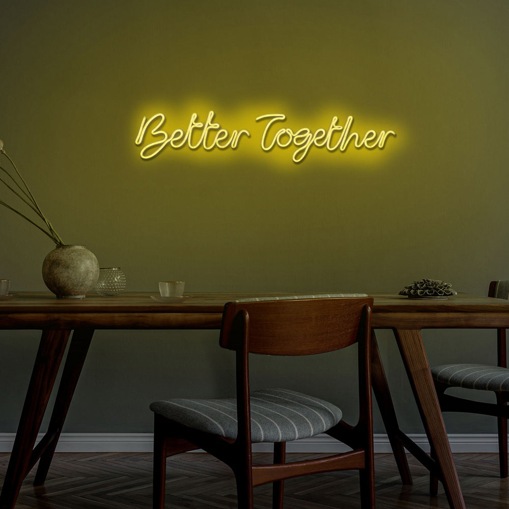 Neon na ścianę Letely z napisem Better Together żółty