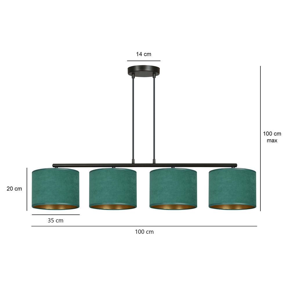 Lampa wisząca Hellid x4 97 cm zielona