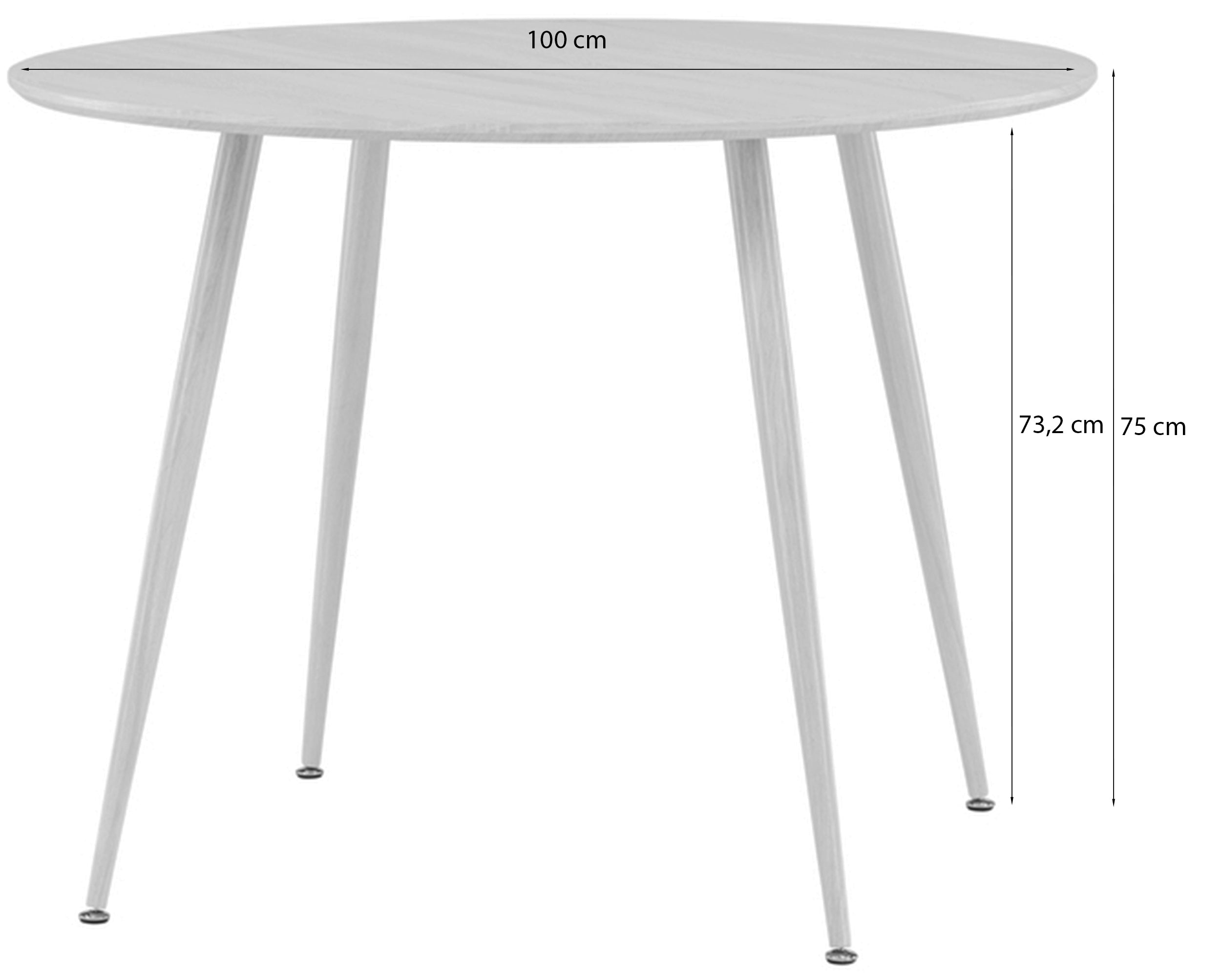 Stół do jadalni Plaza okrągły średnica 100 cm dąb bielony