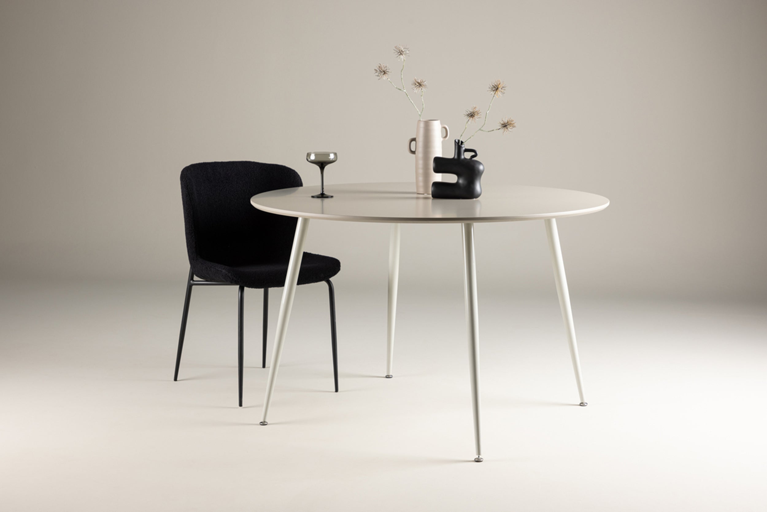 Stół Plaza okrągły blat średnica 120 cm beżowy