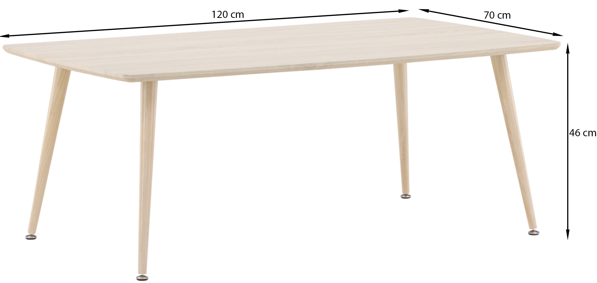 Stolik kawowy Plaza 70 x 120 cm dąb bielony