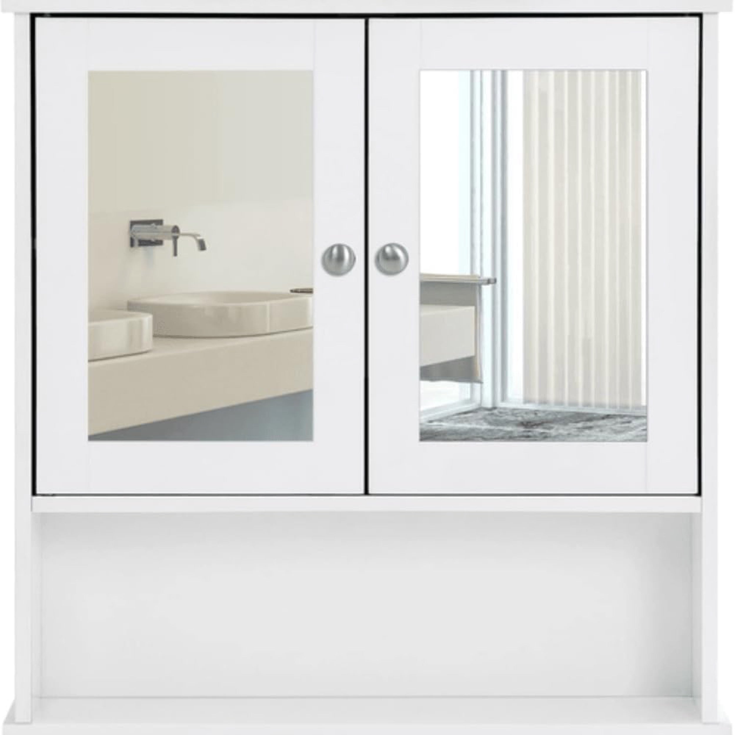 Szafka łazienkowa wisząca Muddon 56x13x58 cm z lustrem biała