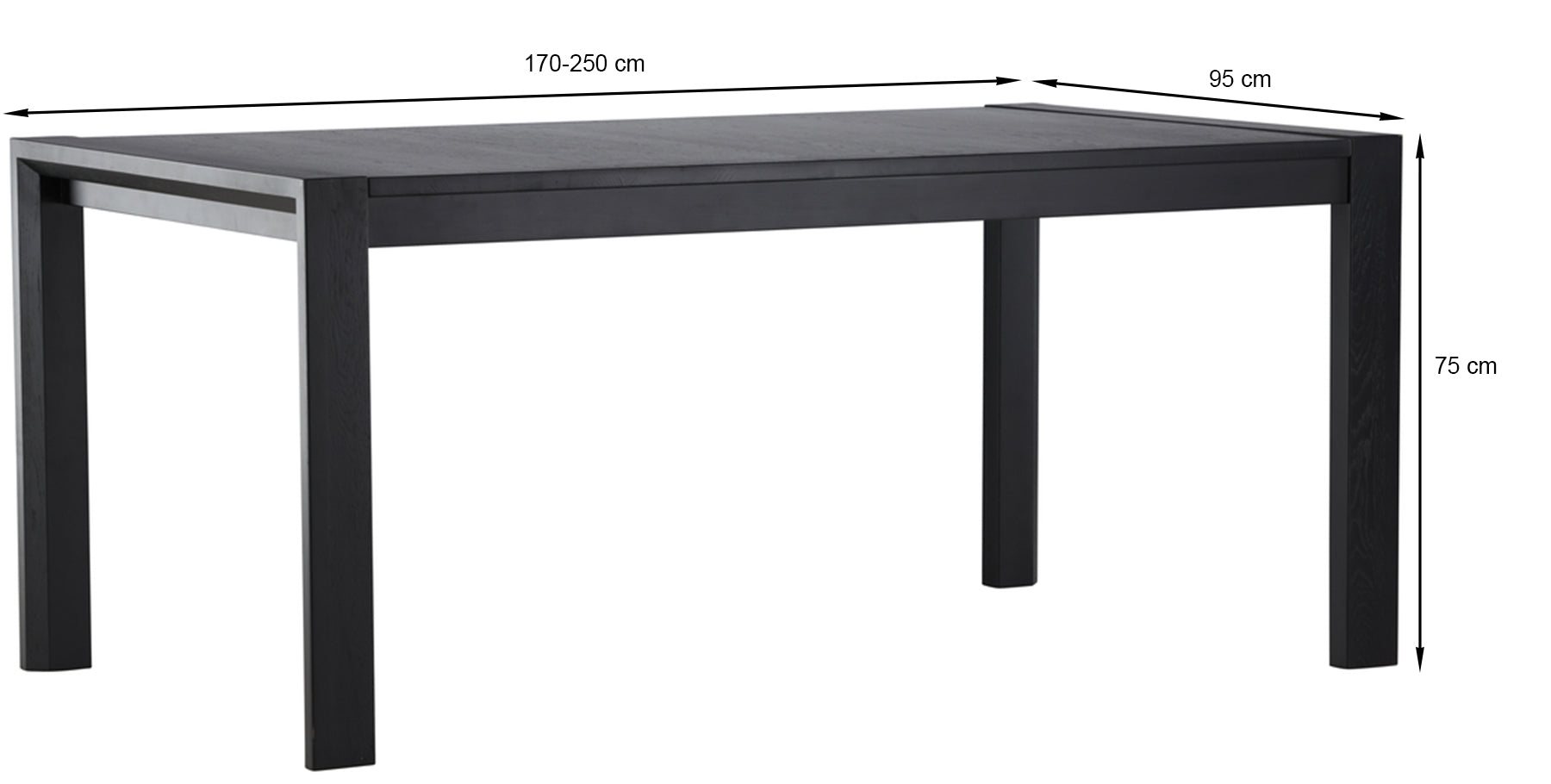 Stół do jadalni drewniany rozkładany Slider 170-250x95 cm dąb czarny