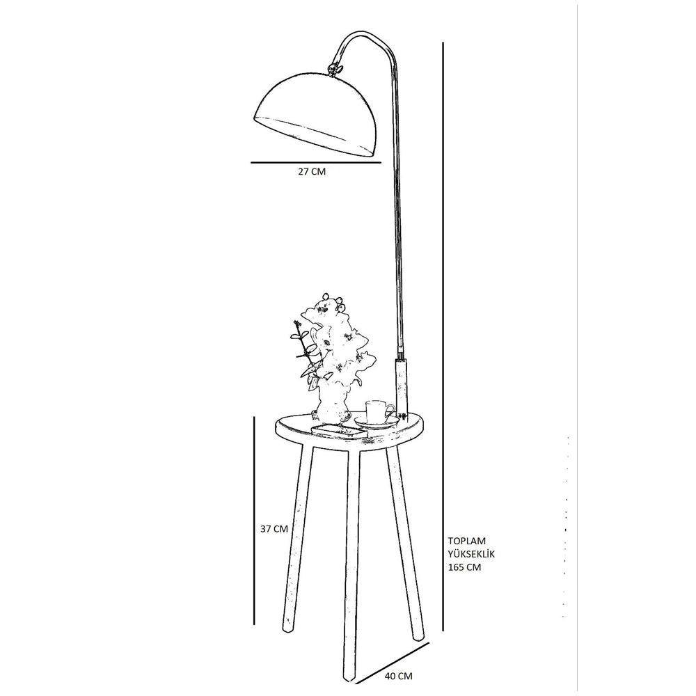 Lampa podłogowa ze stolikiem Sehobi 165 cm