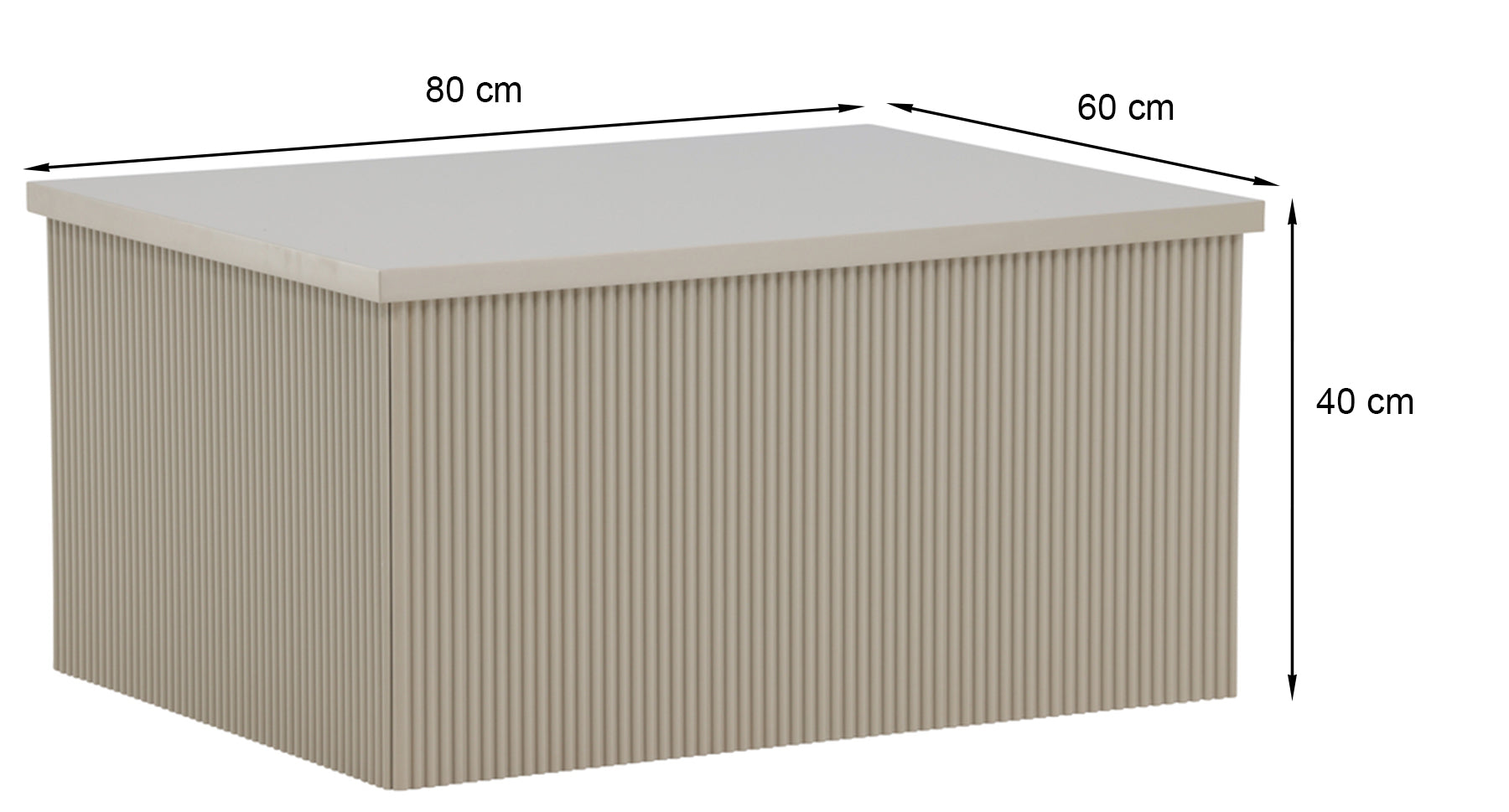 Stolik kawowy Lenox 80x40 cm beż piaskowy z ryflowaną podstawą