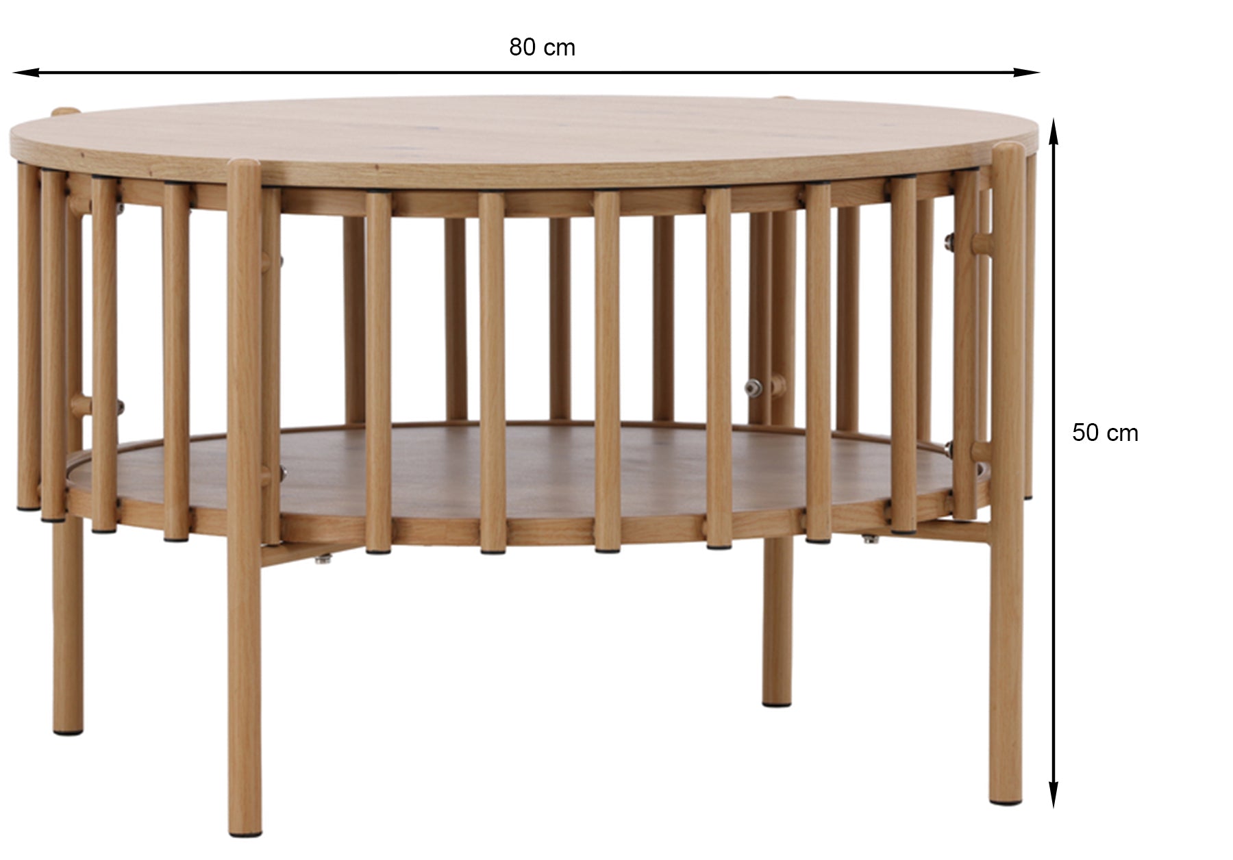 Stolik kawowy Rubbo okrągły 80 cm jasne drewno