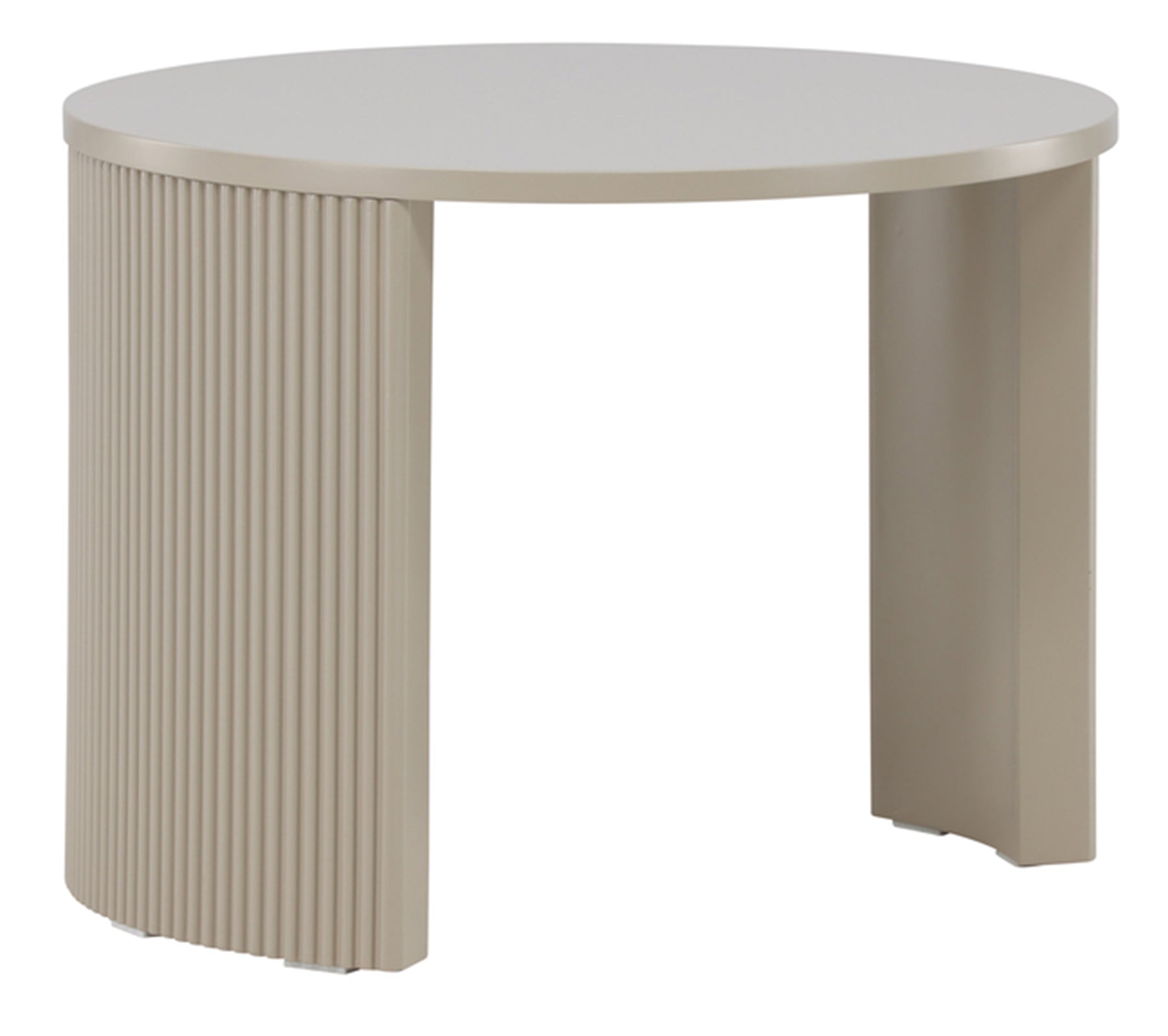 Stolik kawowy Comitty okrągły 60 cm beż piaskowy z ryflowaną podstawą