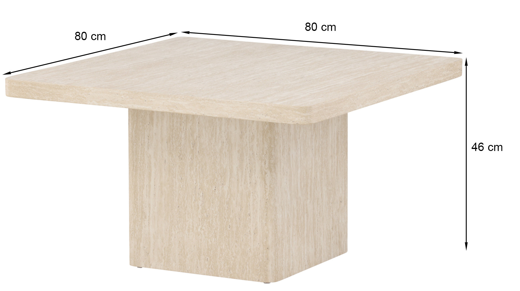 Stolik kawowy Qvart kwadratowy 80 cm trawertyn