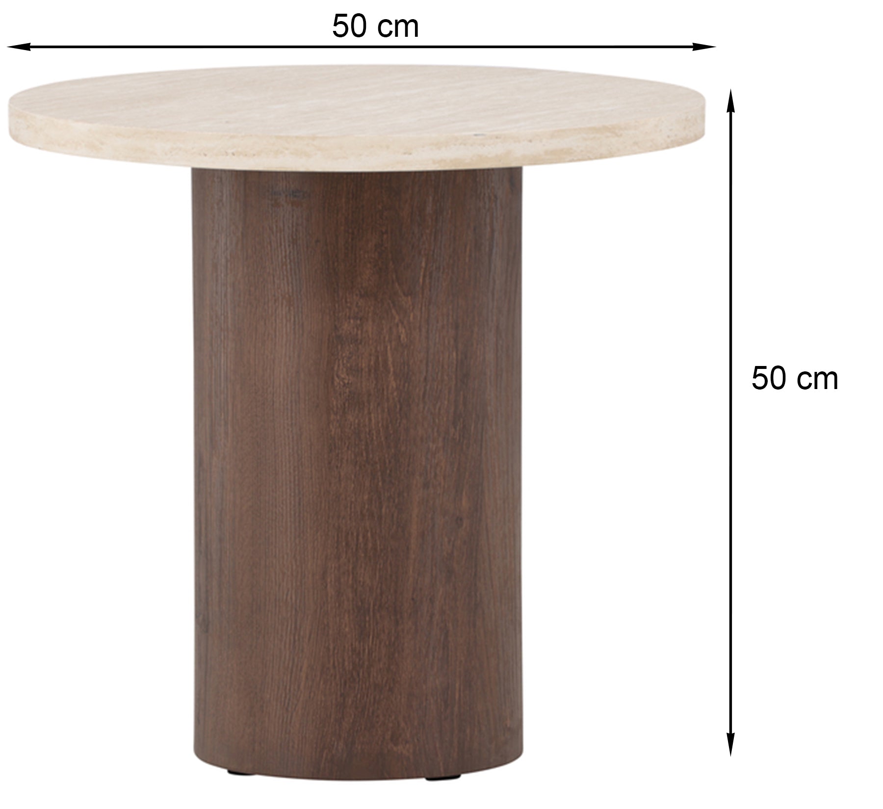 Stolik kawowy Megg okrągły 50 cm trawertyn/mokka