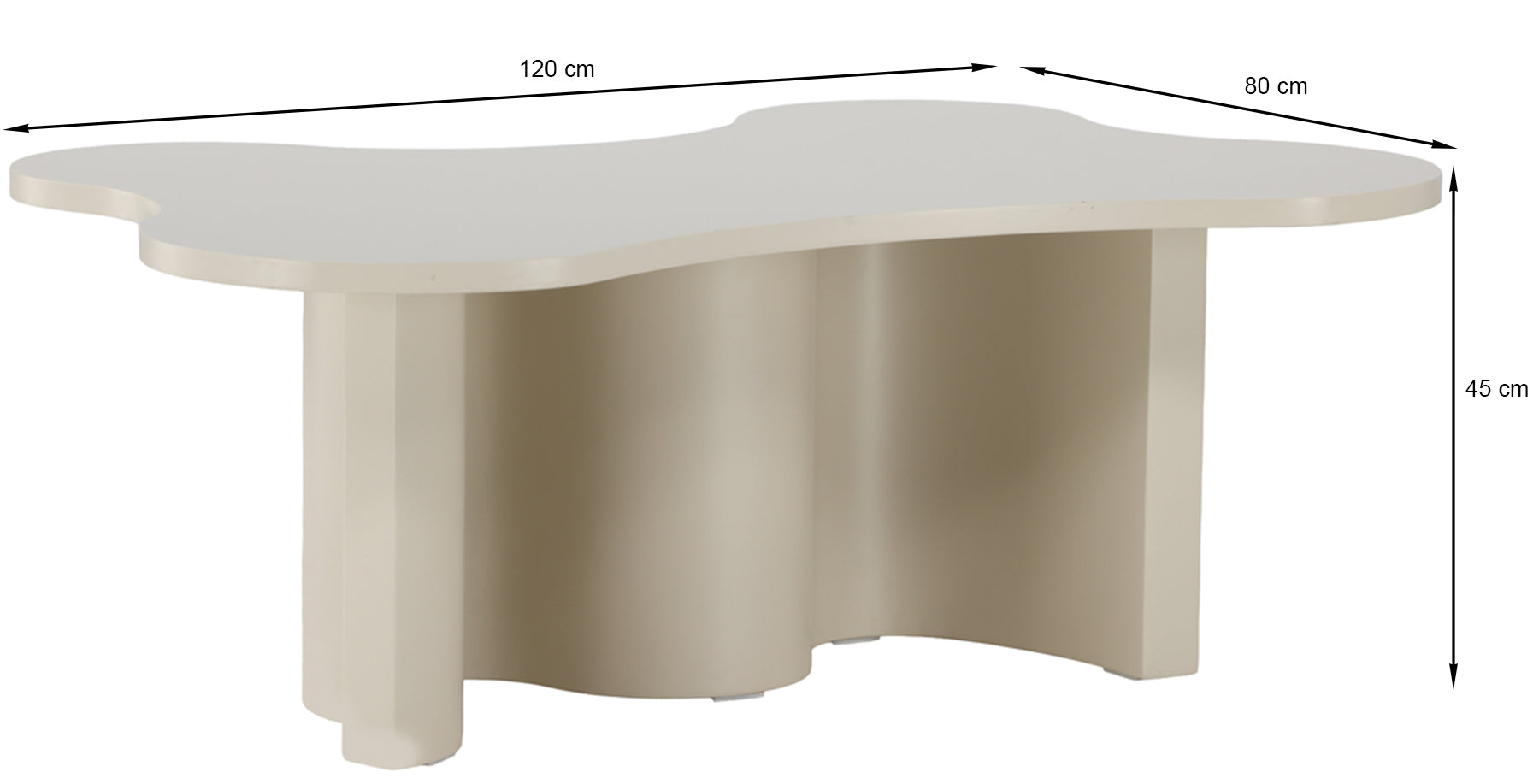 Stolik kawowy Rinae 120x80 cm beżowy z blatem o nieregularnym kształcie