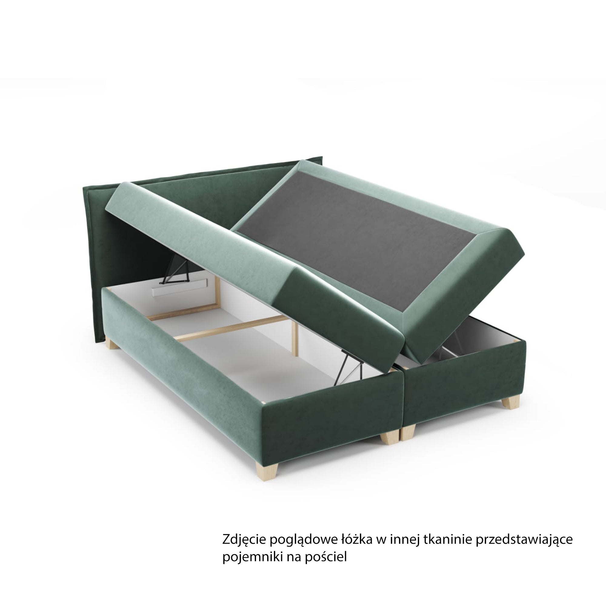 Łóżko kontynentalne 160x200 cm Froncle z pojemnikami i topperem beżowe