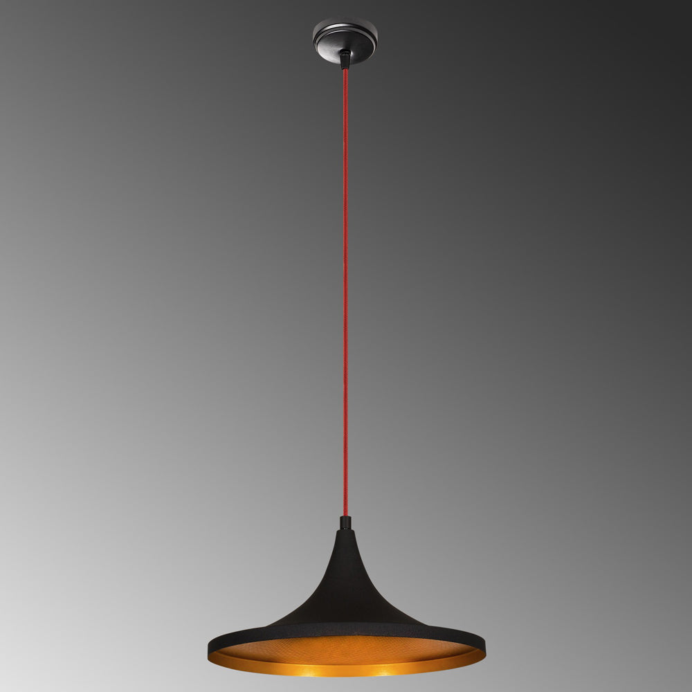 Lampa sufitowa Palmares kapelusz średnica 35 cm z czerwonym kablem