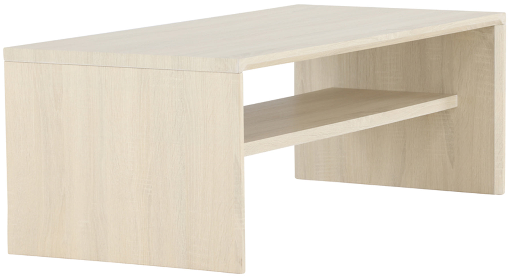 Stolik kawowy Lorren 100x50 cm dąb bielony z półką