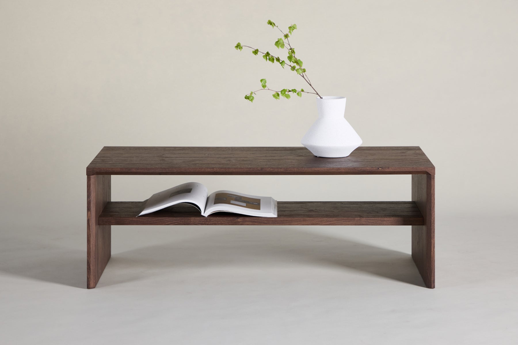 Stolik kawowy Lorren 100x50 cm mokka z półką