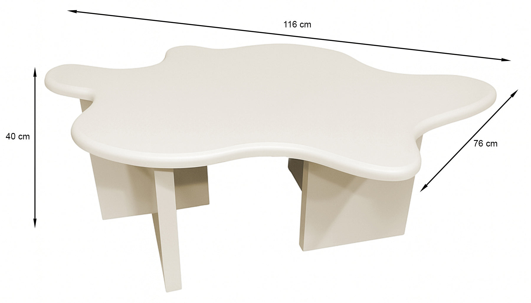 Stolik kawowy Ellune 116x76 cm beżowy z blatem o nieregularnym kształcie