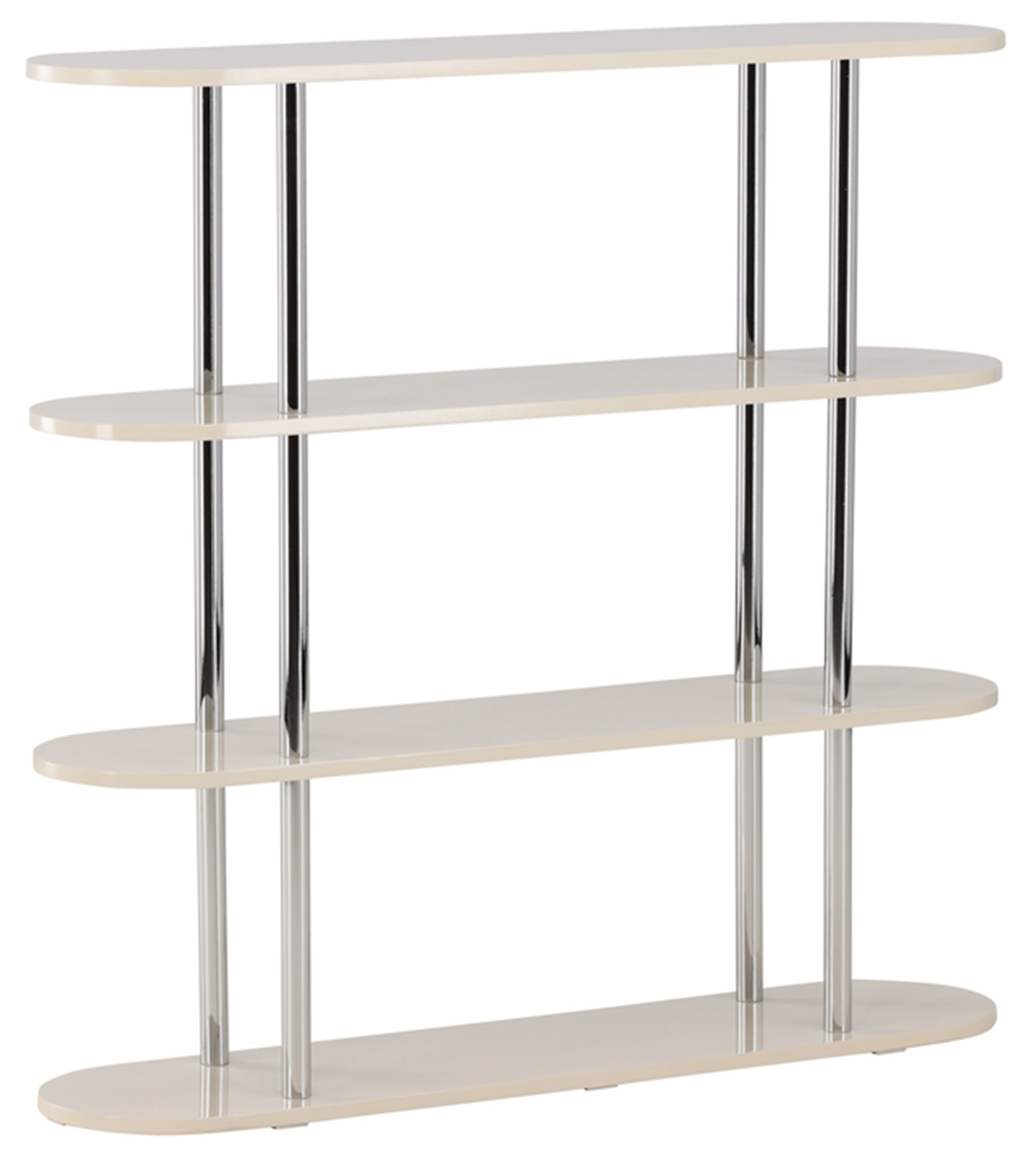 Regał Talren 120 cm z czterema półkami kremowy z chromowaną ramą