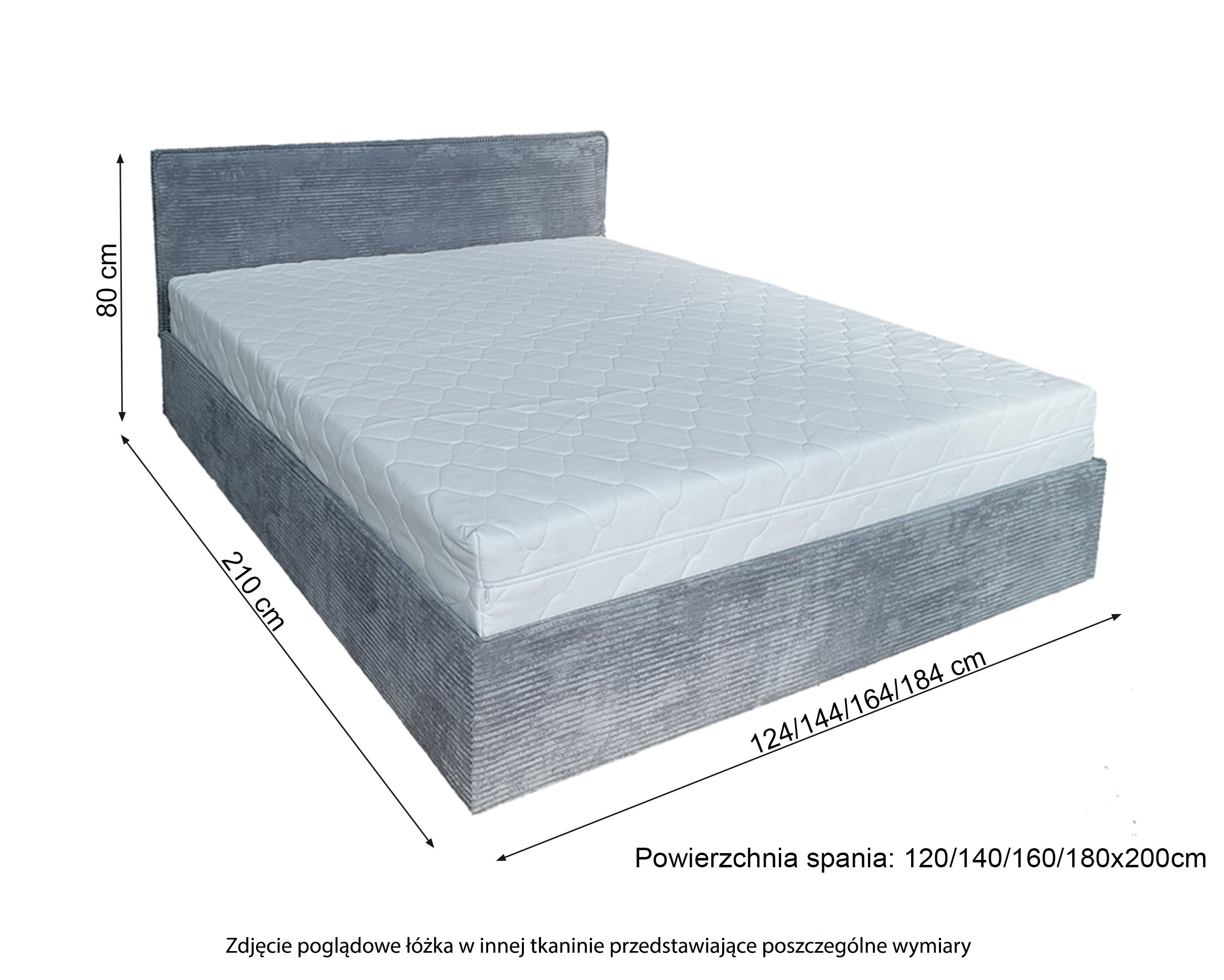 Łóżko tapicerowane 120x200 cm Campile z pojemnikiem czarne sztruks