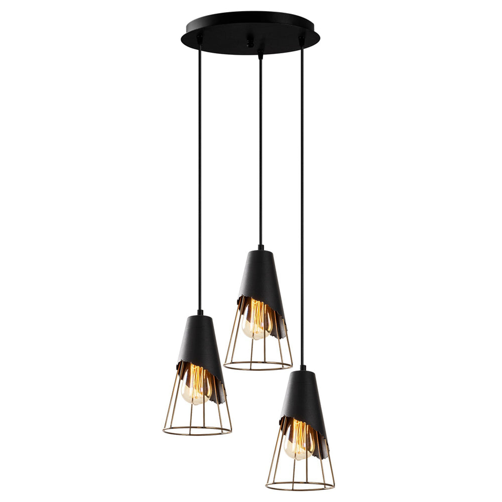 Lampa sufitowa Acetosella x3 na okrągłej podsufitce czarna