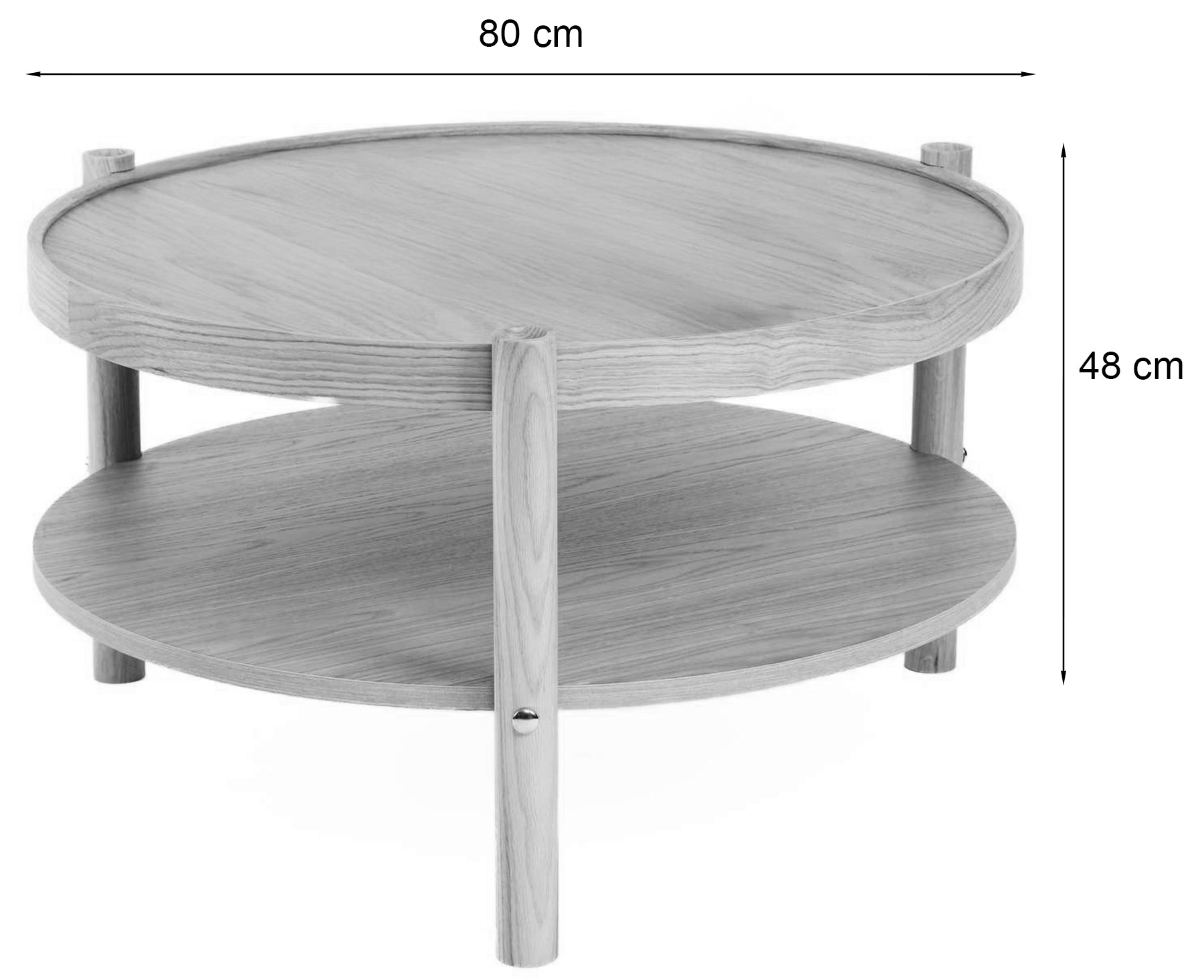 Stolik kawowy Monza drewniany 80 cm dąb naturalny z półką