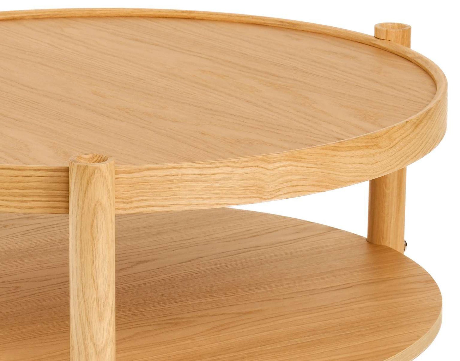 Stolik kawowy Monza drewniany 80 cm dąb naturalny z półką