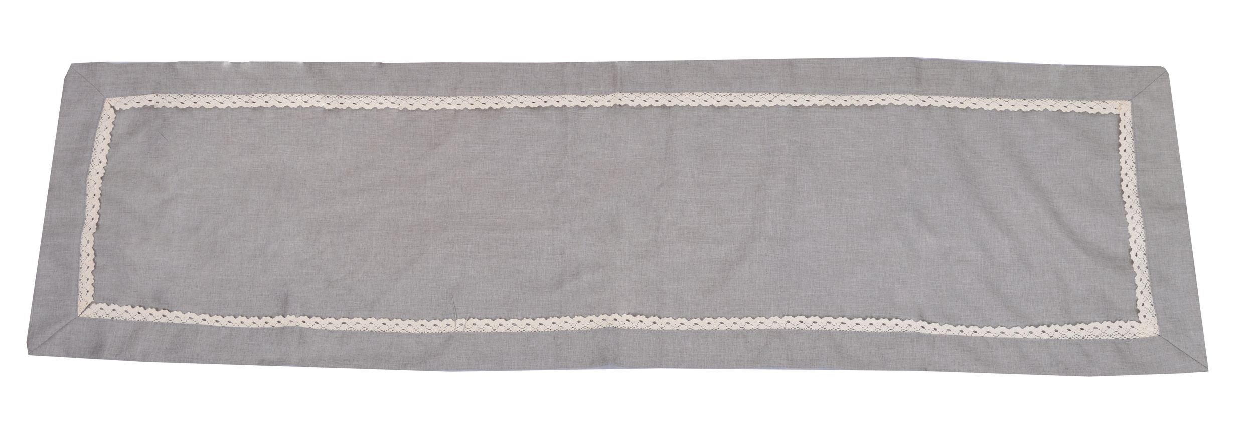 Bieżnik Rattve 140x40 cm szary z koronką