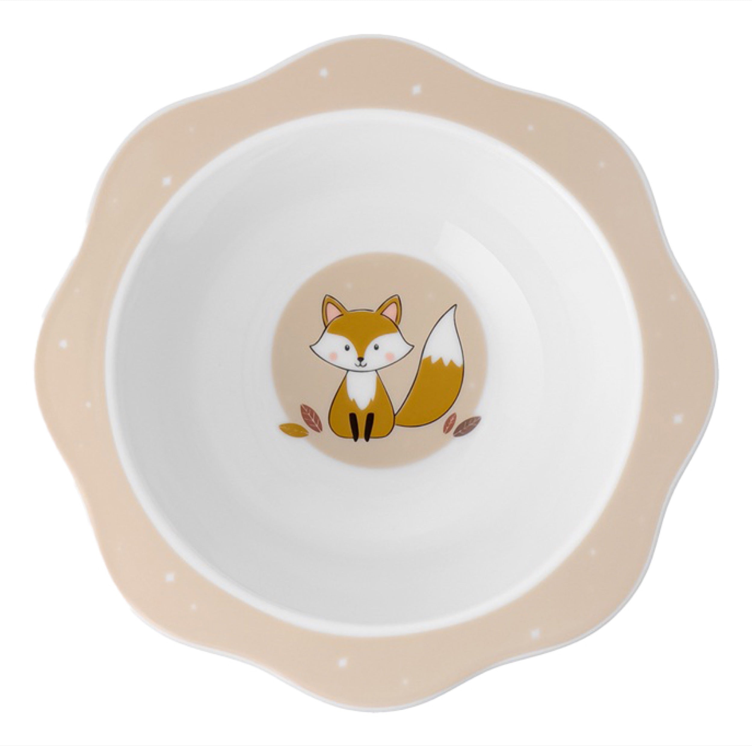 Zestaw dziecięcy porcelanowy dla 1 os. Lisek biało-brązowy