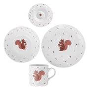Zestaw dziecięcy porcelanowy dla 1 os. Wiewiórka biało-brązowy