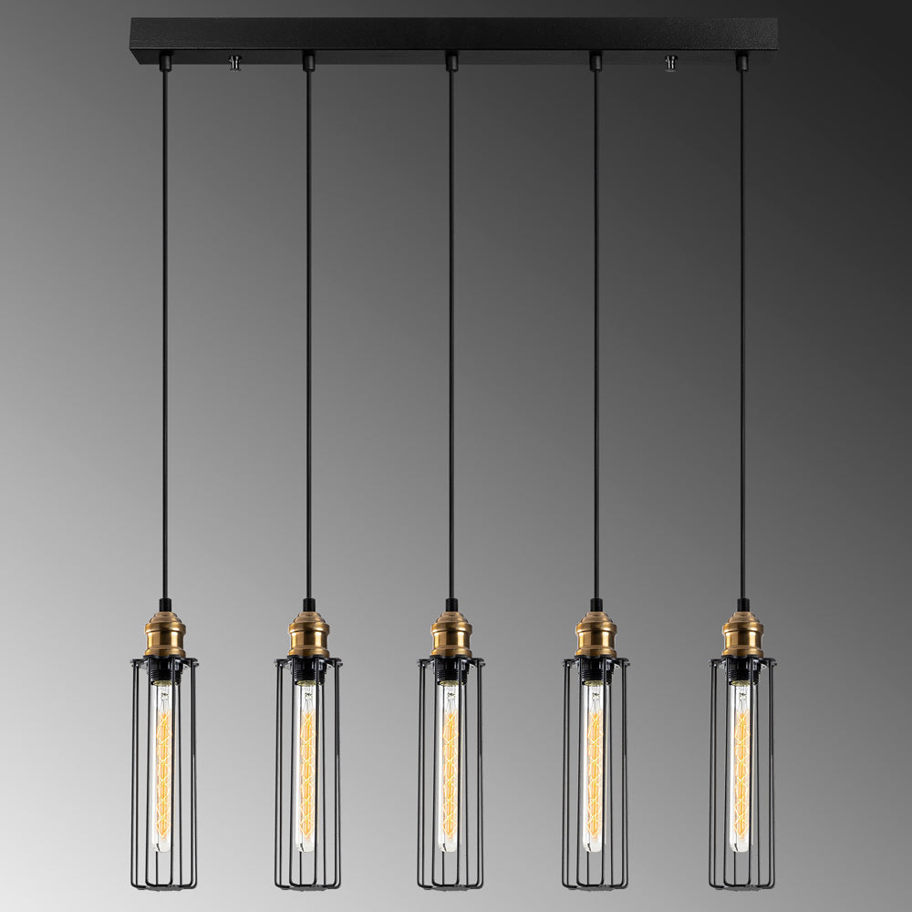 Lampa sufitowa Sirarer x5 industrialna 83 cm czarna
