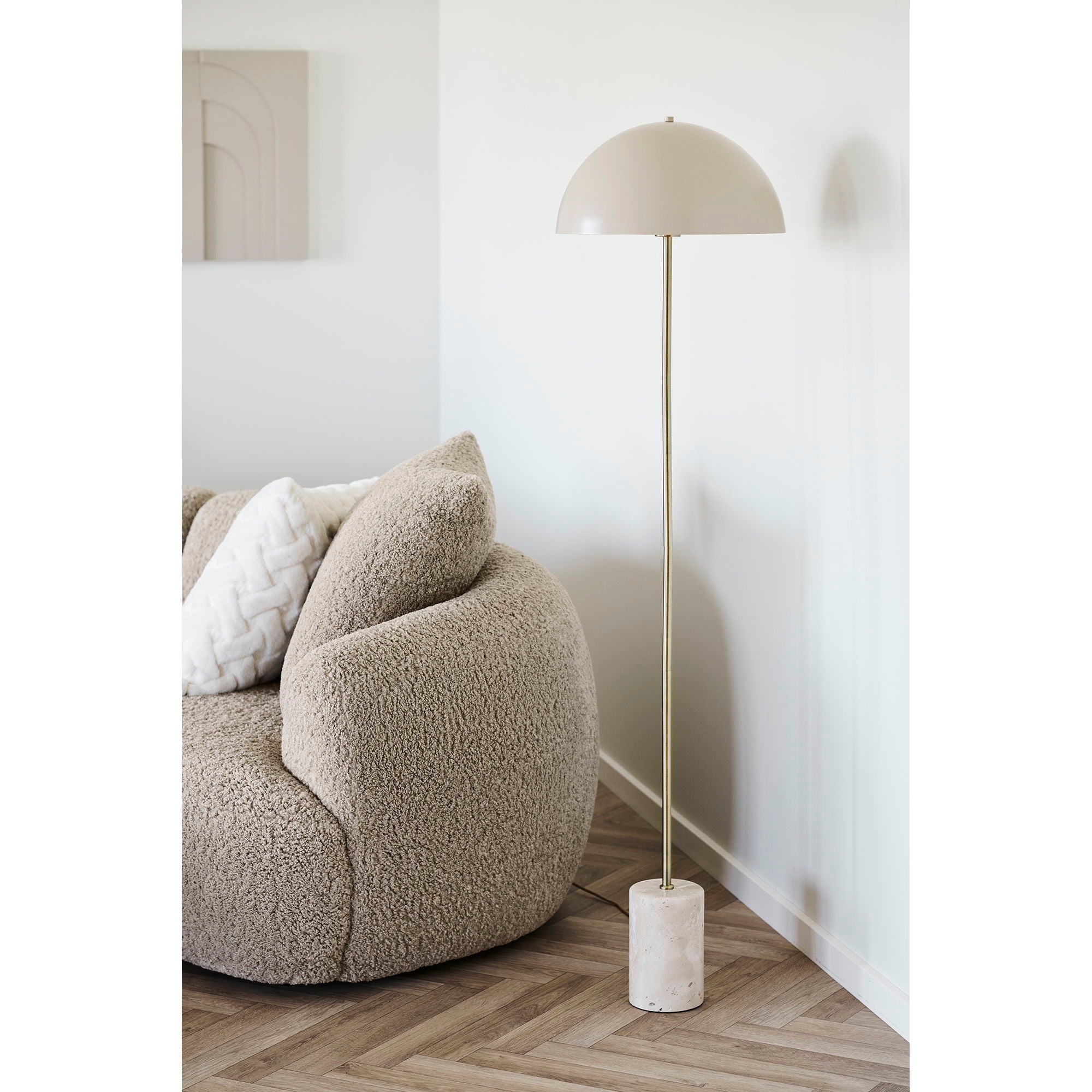 Lampa podłogowa Sheffield beżowa z marmurową podstawą