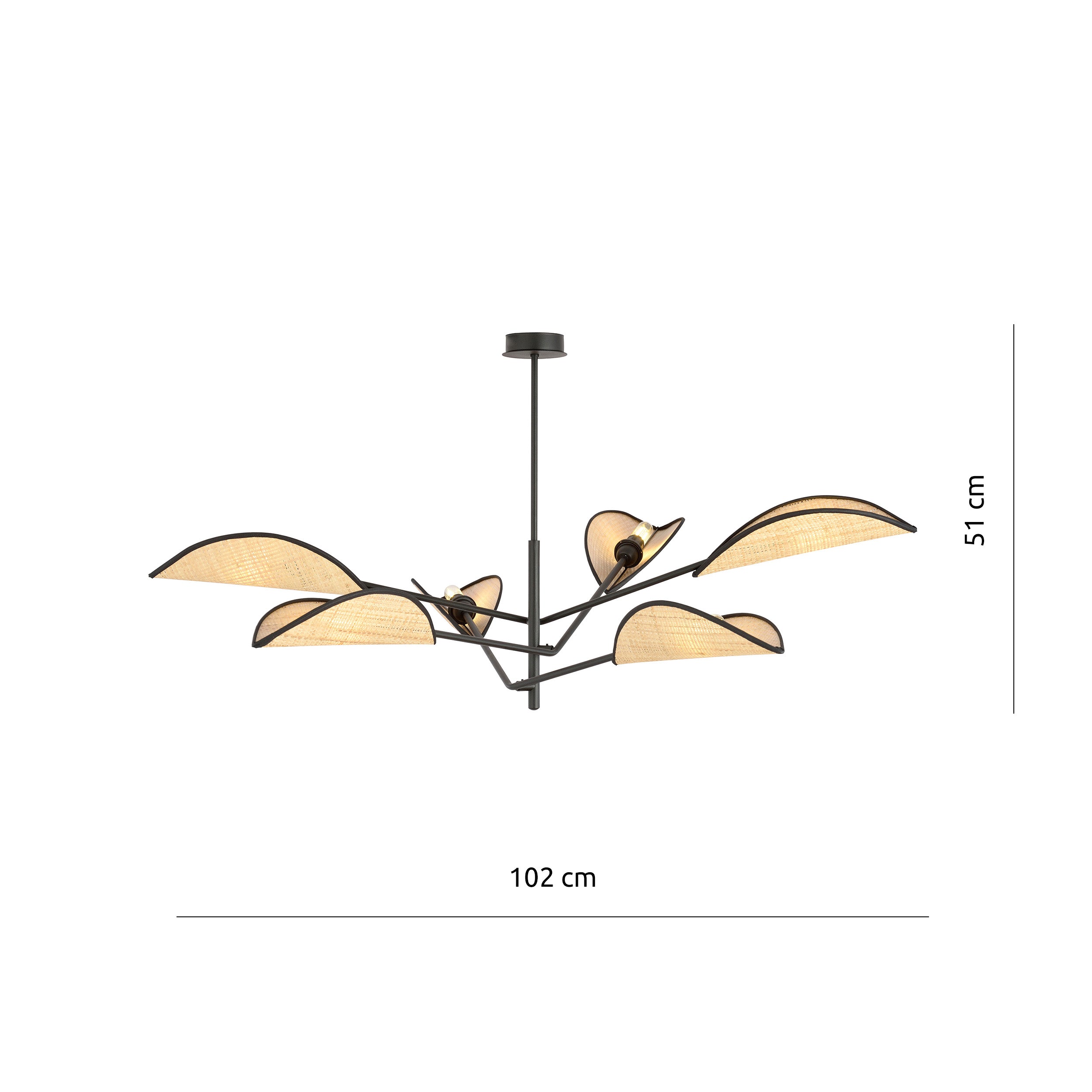 Lampa sufitowa Shintor x6 czarno-rattanowa