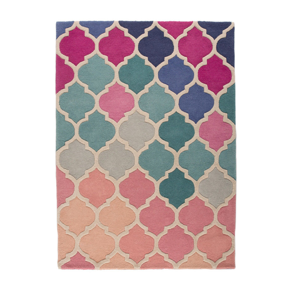 Dywan wełniany Rosella niebieski/różowy Prostokątny/120x170