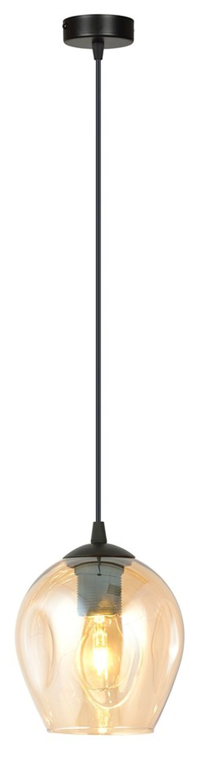 Lampa wisząca Istar czarna z miodowym kloszem x1